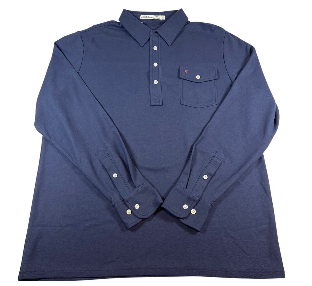 Criquet Long Sleeve Players Shirt Navy Blue Polo Size XL NWOT EUC